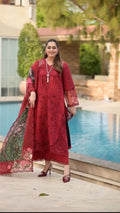 Lawn Red Embroidered Suit Set