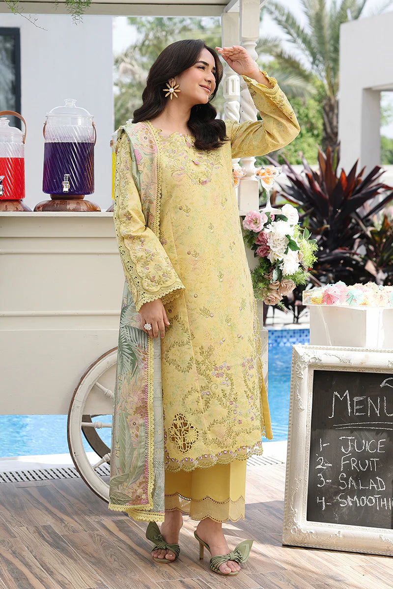 Elegant Pastel Yellow Embroidered Summer Lawn Suit with Floral Dupatta